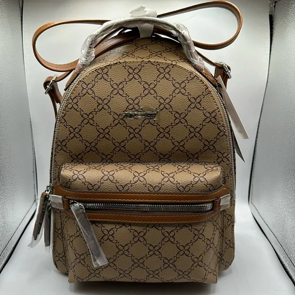 Nine West Bags Nine West Vander Medium Dome Mocha Logo Backpack Poshmark